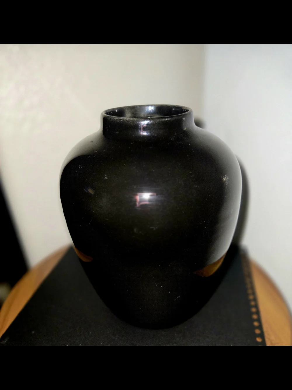 Black Floral Cloisonné Vase with Teal & Pink Bird Motif